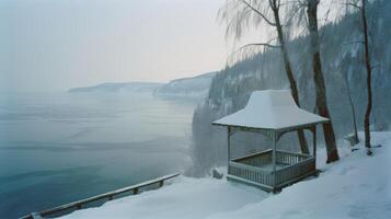 baykal lago nel inverno illustrazione ai generativo foto
