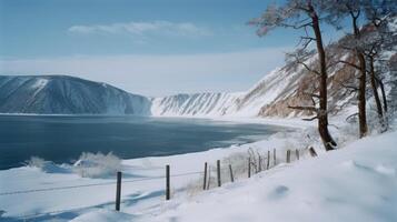 baykal lago nel inverno illustrazione ai generativo foto