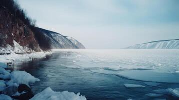 baykal lago nel inverno illustrazione ai generativo foto