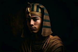 ritratto di giovane Tutankhamon maschera arte. creare ai foto