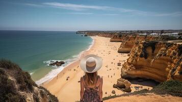 visitare turismo nel Portogallo, atlantico oceano e sbalorditivo tropicale litorale. creativo risorsa, ai generato foto