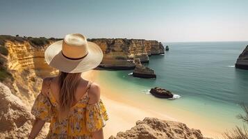 visitare turismo nel Portogallo, atlantico mare e disorientante tropicale litorale. creativo risorsa, ai generato foto