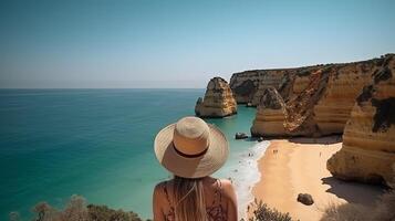 visitare turismo nel Portogallo, atlantico mare e disorientante tropicale litorale. creativo risorsa, ai generato foto