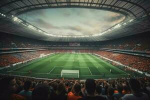 calcio stadio persone vista posteriore. creare ai foto