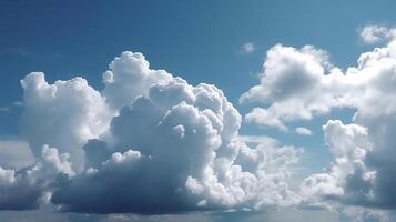 blu cielo con particolare nuvole. vedere al di sopra di il nuvole.estate blu cielo nube inclinazione leggero bianca fondazione. ai generato foto