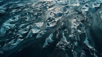 un' freddo condotto a partire dal Sopra. etereo foto di il ruscello flussi a partire dal islandese freddo masse. ai generato