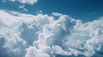 blu cielo con particolare nuvole. vedere al di sopra di il nuvole.estate blu cielo nube inclinazione leggero bianca fondazione. ai generato foto