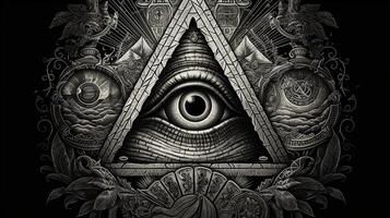 foto cartello illuminati. massoneria. il massonico quadrato. ai generato