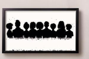 un illustrazione di un' famiglia. silhouette. acquerello dipingere. contento famiglia la spesa tempo insieme.età diversità. generativo ai foto