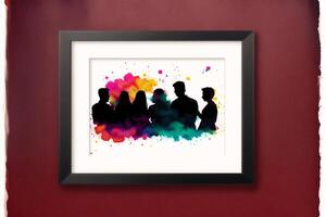 un illustrazione di un' famiglia. silhouette. acquerello dipingere. contento famiglia la spesa tempo insieme.età diversità. generativo ai foto