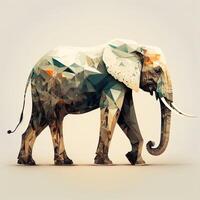 generativo ai illustrazione di creativo di elefante fatto di colorato geometrico forme su sfondo. capo, coraggio, forte e coraggioso, foto