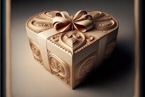 realistico decorativo regalo scatole 3d i regali bianca cartone confezione modelli lato Visualizza cuore forma regali perfettamente avvolto san valentino pacco regalo lusso cartone generativo ai foto