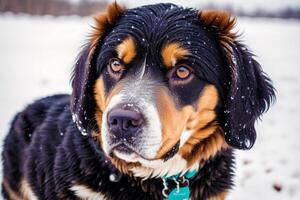 ritratto di un' bellissimo cane in piedi nel il parco. generativo ai foto