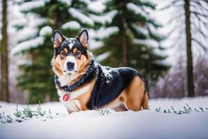 ritratto di un' bellissimo cane in piedi nel il parco. generativo ai foto