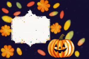 Halloween cartolina. Halloween sfondo con zucche e acquerello spruzzata. acquerello dipingere. digitale arte, generativo ai foto