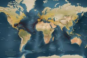 mondo carta geografica con tempo metereologico previsione applicazione. generativo ai foto