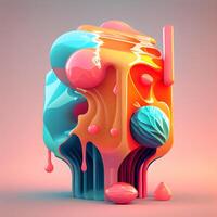 3d illustrazione di astratto multicolore Cupcake con Smalto, ai generativo Immagine foto