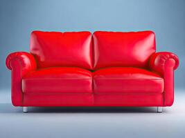 morbido confortevole rosso pelle divano. generativo ai foto