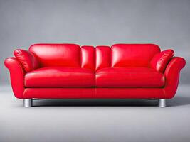 confortevole elegante rosso divano. generativo ai foto