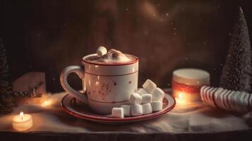 cacao con marshmallow. illustrazione ai generativo foto