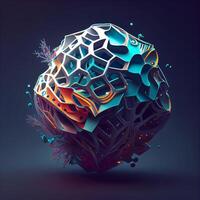 3d rendere di astratto poligonale sfera. illustrazione., ai generativo Immagine foto