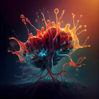 umano cuore con sangue navi. 3d illustrazione, 3d rendering, ai generativo Immagine foto