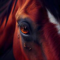 cavallo occhio vicino su. bellissimo rosso cavallo. animale ritratto., ai generativo Immagine foto