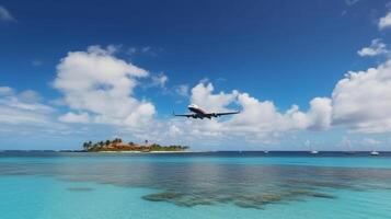 aereo su tropicale sfondo. illustrazione ai generativo foto