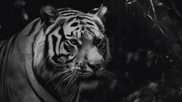 monocromatico tigre. illustrazione ai generativo foto