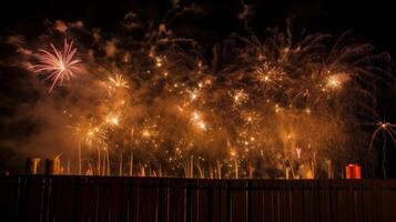 vacanza festa sfondo con fuochi d'artificio. illustrazione ai generativo foto