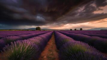 lavanda campo sfondo. illustrazione ai generativo foto