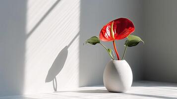 ceramica vaso con rosso fiore. illustrazione ai generativo foto