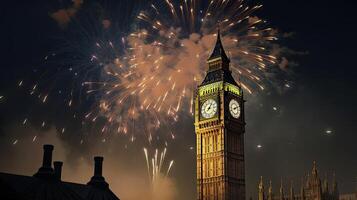 vacanza fuochi d'artificio nel Londra. illustrazione ai generativo foto