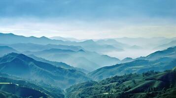 colline e montagne blu sfondo. illustrazione ai generativo foto