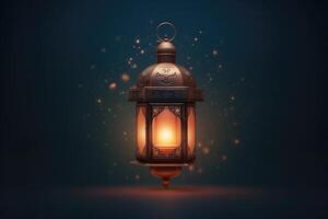 lanterna islamico , eid mubarak, eid al adha bandiera illustrazione ai generativo foto
