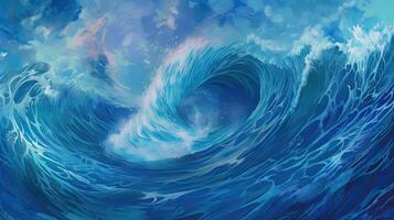 acquerello mare onda. illustrazione ai generativo foto