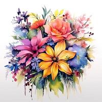 acquerello fiore mazzo. illustrazione ai generativo foto