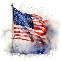 acquerello Stati Uniti d'America bandiera. illustrazione ai generativo foto
