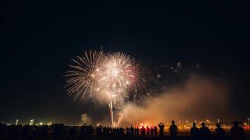 vacanza festa sfondo con fuochi d'artificio. illustrazione ai generativo foto