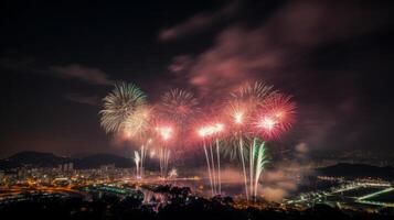 fuoco d'artificio vacanza sfondo. illustrazione ai generativo foto