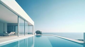 lusso moderno villa con piscina. illustrazione ai generativo foto
