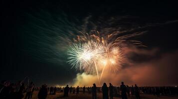 vacanza festa sfondo con fuochi d'artificio. illustrazione ai generativo foto