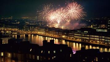 vacanza fuochi d'artificio nel Londra. illustrazione ai generativo foto