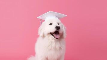carino cane nel la laurea cap. illustrazione ai generativo foto