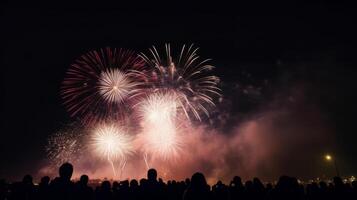 vacanza festa sfondo con fuochi d'artificio. illustrazione ai generativo foto