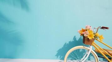 bicicletta con fiori. illustrazione ai generativo foto