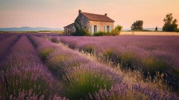 lavanda campo sfondo. illustrazione ai generativo foto