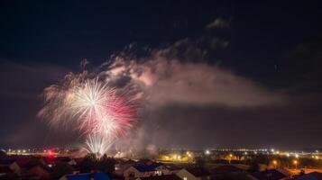 vacanza festa sfondo con fuochi d'artificio. illustrazione ai generativo foto