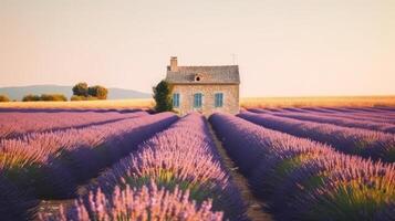 lavanda campo sfondo. illustrazione ai generativo foto