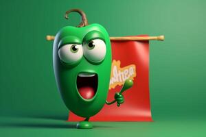 divertente verde Pepe personaggio generativo ai foto
